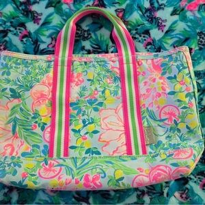 Lilly Pulitzer Pink and Green Tropical Tote Bag